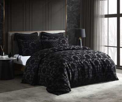 DAVINCI IMPERIAL BLACK  QUILT COVER SET