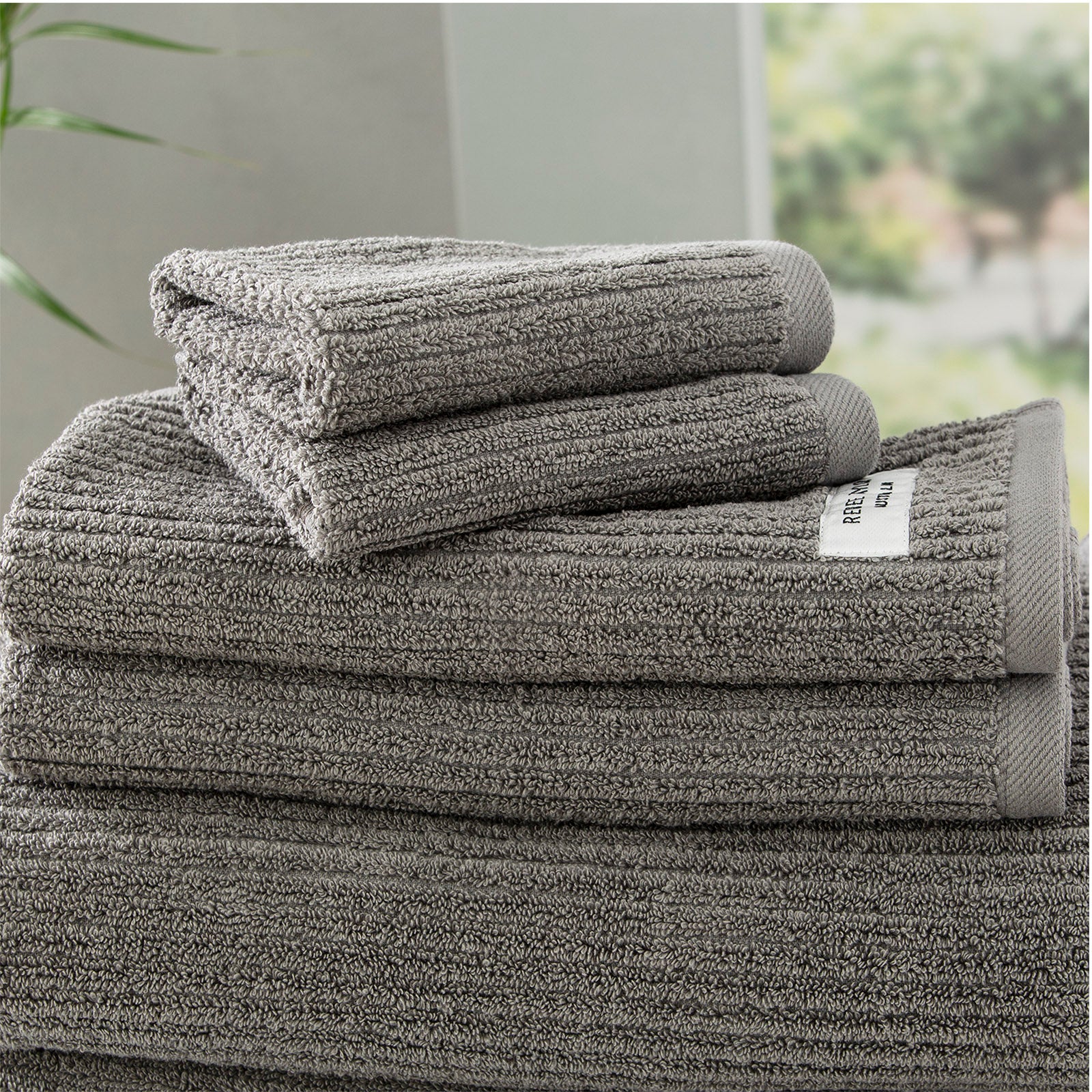 Cobblestone Ribbed Towels Platinum| Hand Face Gym Towel