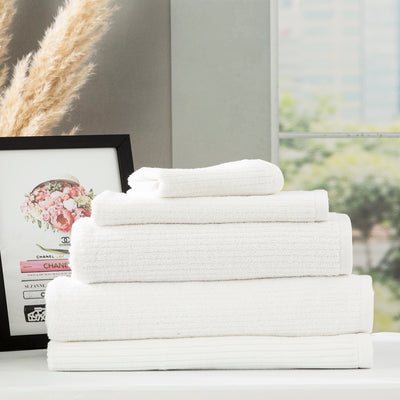 Cobblestone Ribbed Towels White