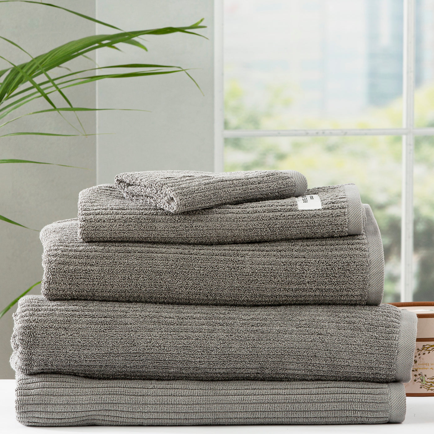 Cobblestone Ribbed Towels Platinum