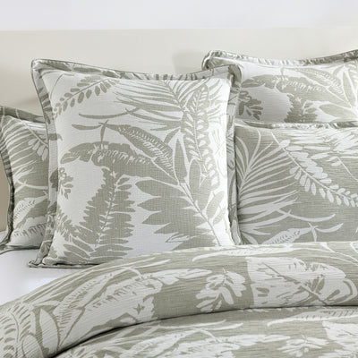 Palm Tree Jacquard Quilt Cover Set Sage Green