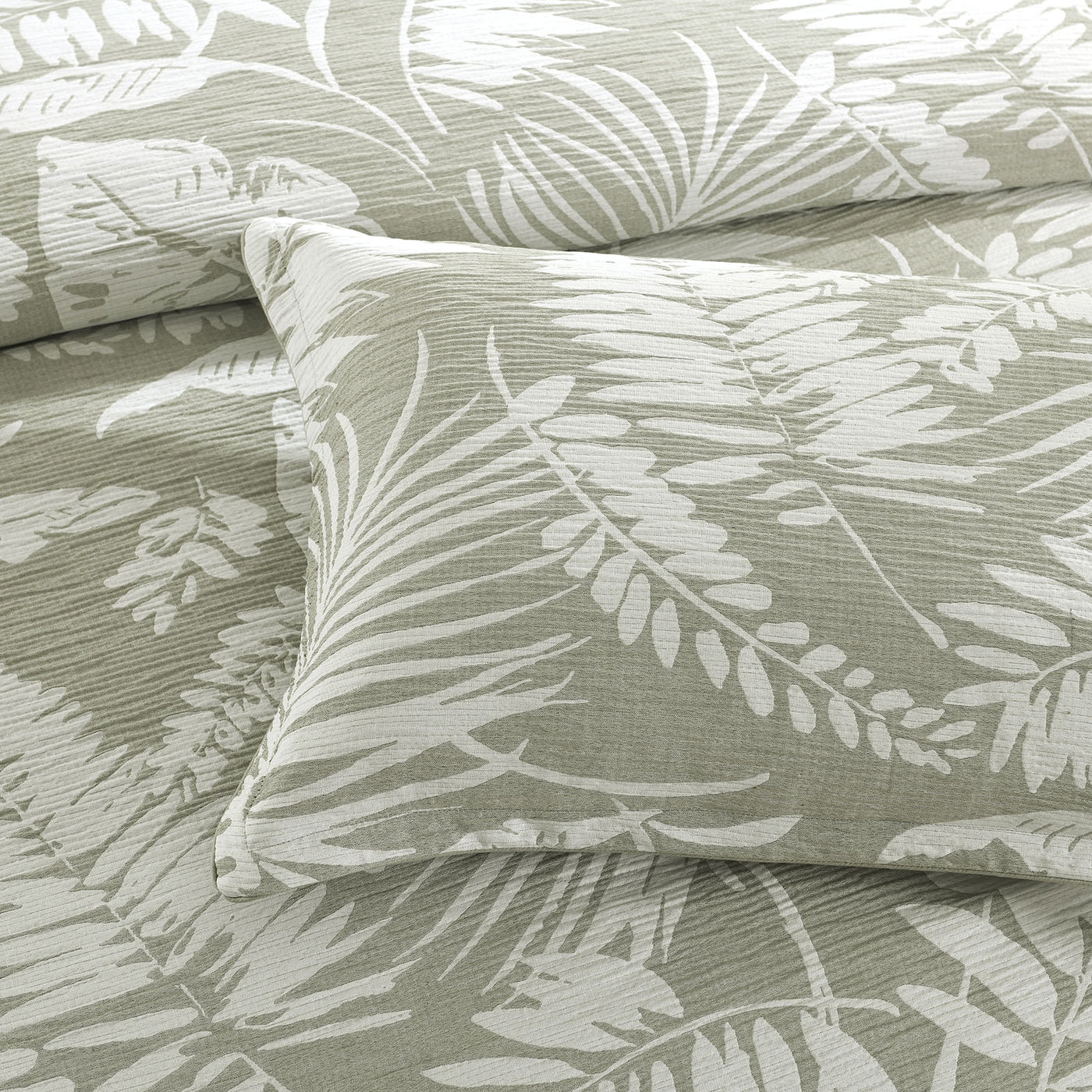 Palm Tree Jacquard Quilt Cover Set Sage Green