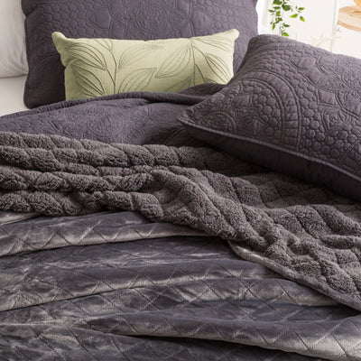 Heston Reversible Sherpa Velvet Blanket Graphite