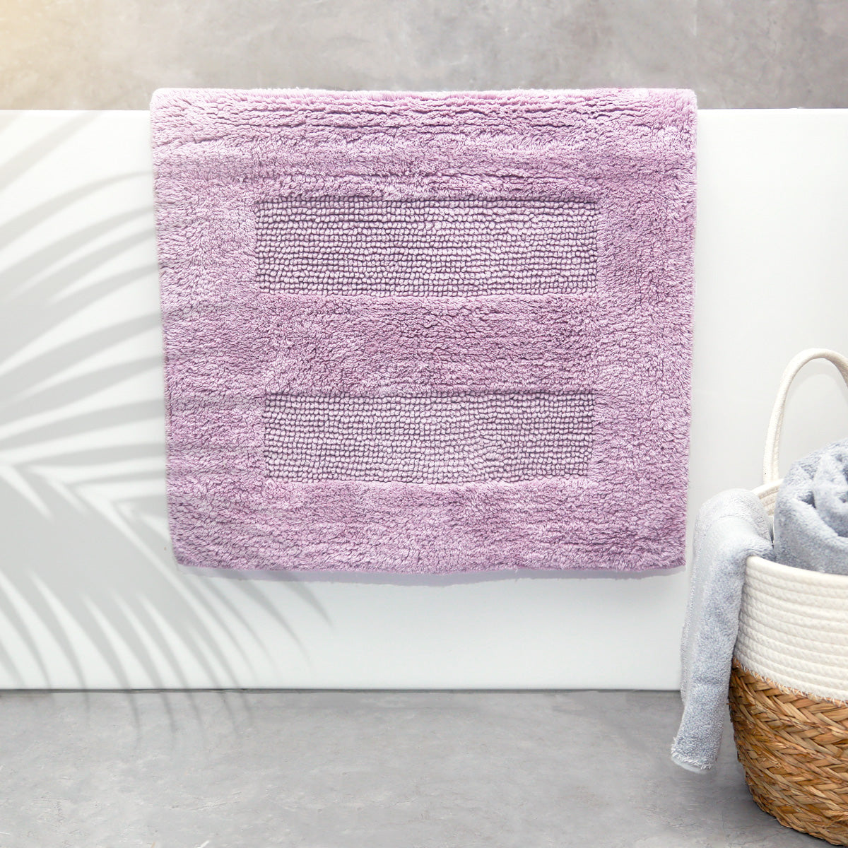 Cotton Reversible Bath Mat Retreat Lilac