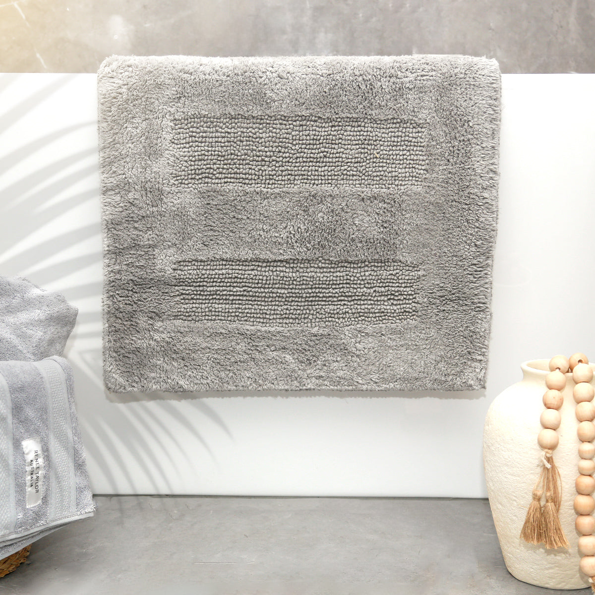 Cotton Reversible Bath Mat Retreat Granite