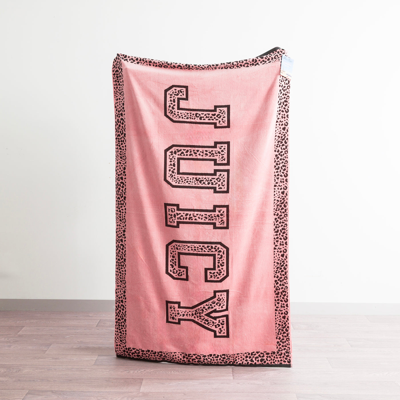 Juicy Couture Velour Large Beach Towel - Pink/Black