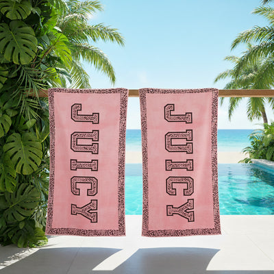 Juicy Couture Velour Large Beach Towel - Pink/Black