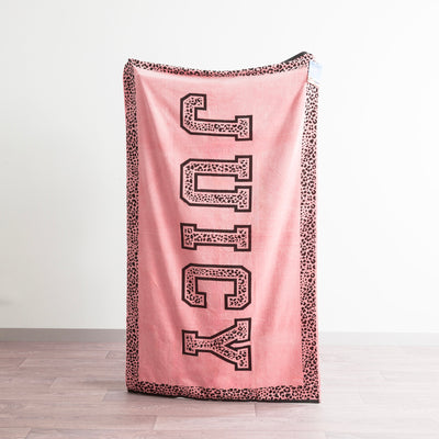Juicy Couture Velour Large Beach Towel - Pink/Black