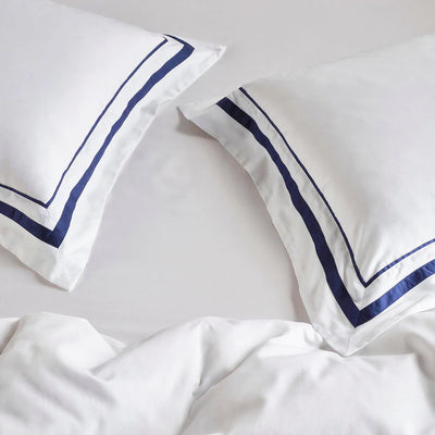 Cloud Egyptian Cotton 1000 Thread Count Sheet Set White & Navy