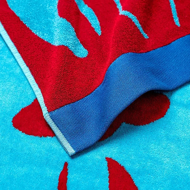 Crayfish Velour Beach Towel - Blue/Red