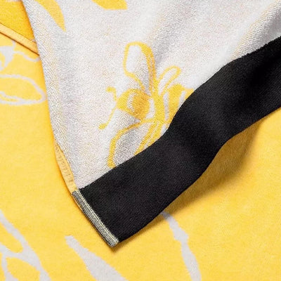 Bee Velour Beach Towel- Yellow/ White