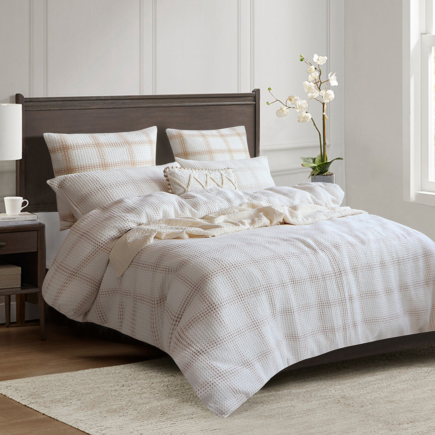 Cohen Waffle Quilt Cover Set Nude