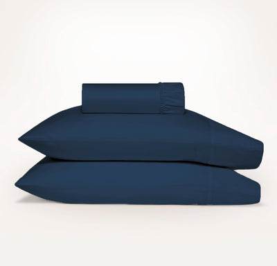 1500 Thread Count Cotton Blend Fitted Sheet & Pillowcase Set Indigo - No Flat Sheet