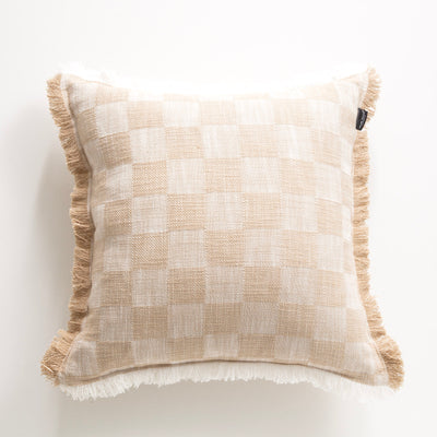 Noah Checkered Cushion 50 x 50 Cms Nude