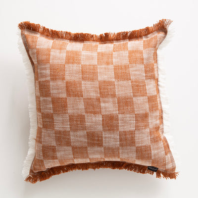 Noah Checkered Cushion 50 x 50 Cms Terracotta