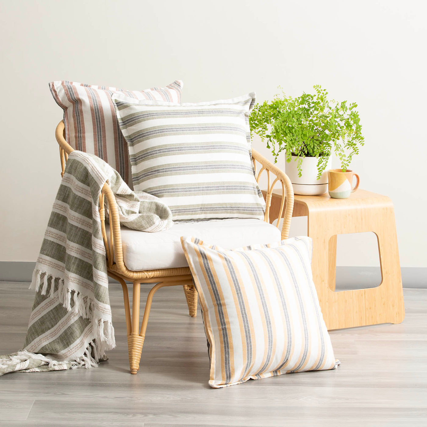 Marina Stripe Cushion 50 x 50cms Moss