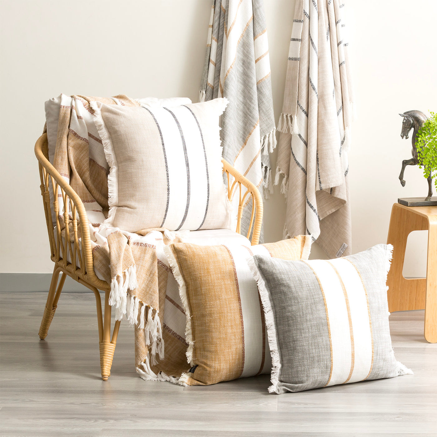 Darcy Stripe Cushion 50 x 50 Cms Tan