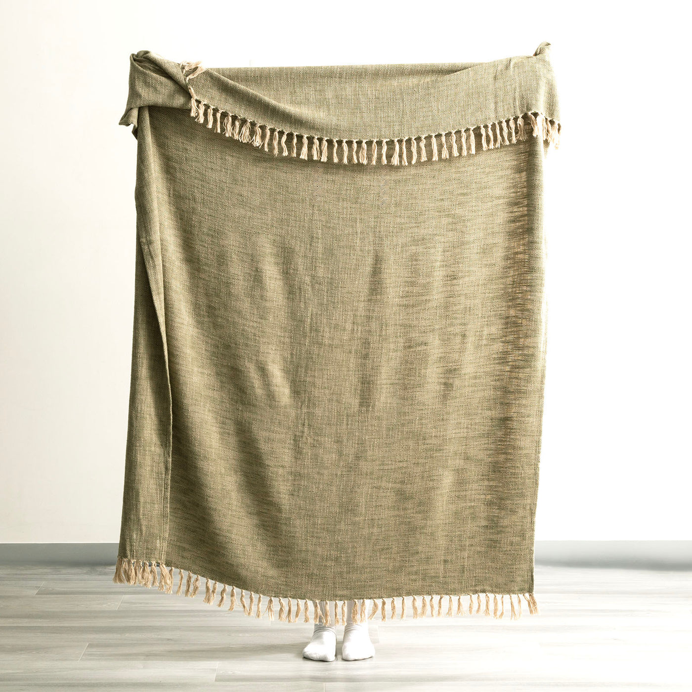 Surrey Chevron Cotton Throw Olive