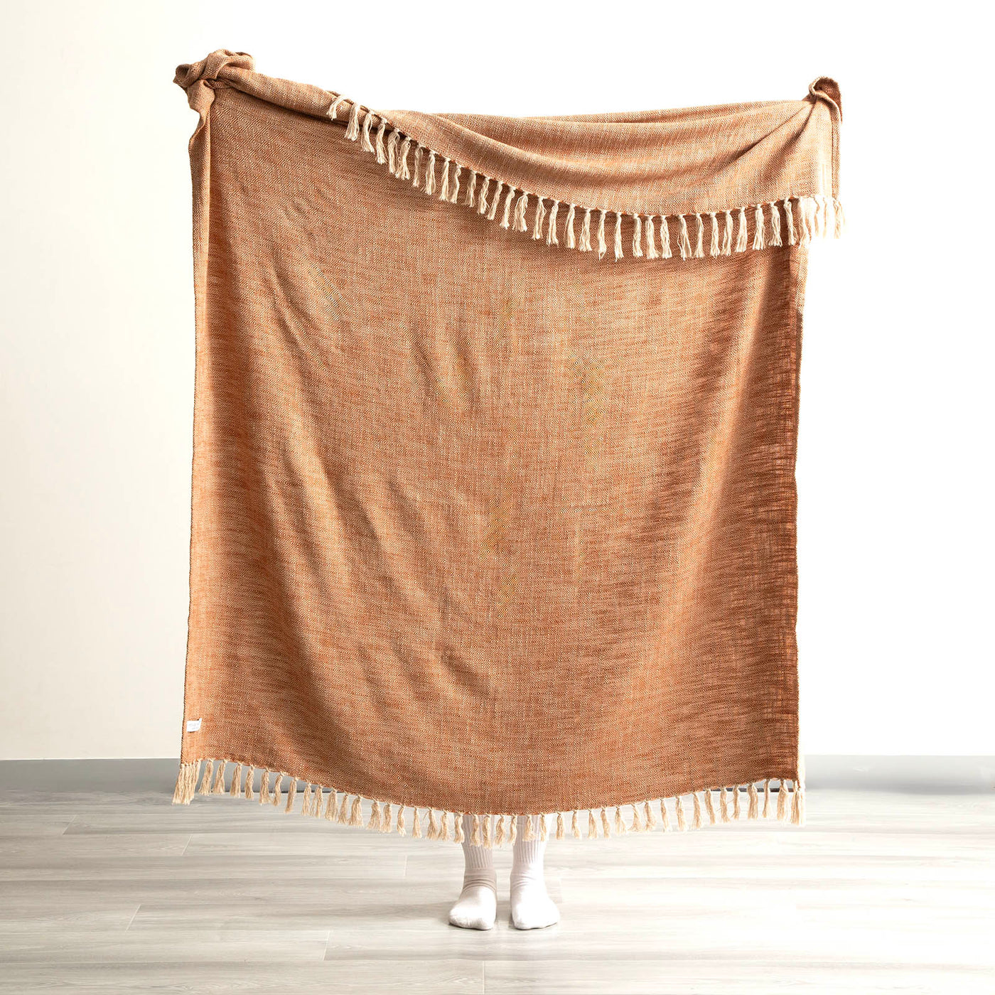 chevron tobacco Whole Sq finished in a sandy Surrey Chevron Cotton Throw Tobacco
