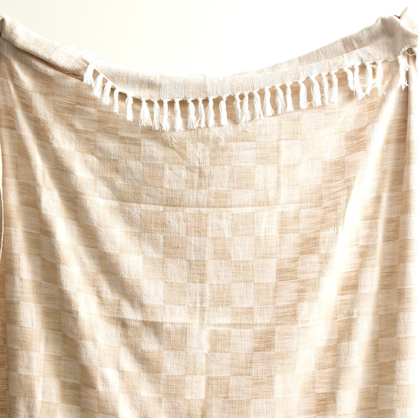 Nevis Checkered Cotton Throw Nude