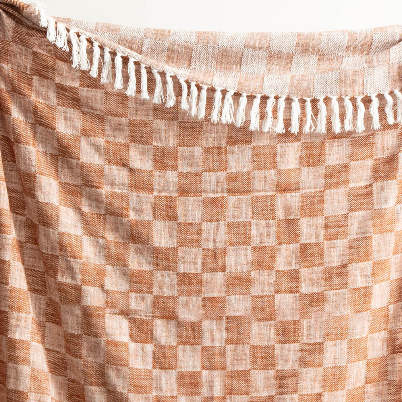 Nevis Checkered Cotton Throw Terracotta