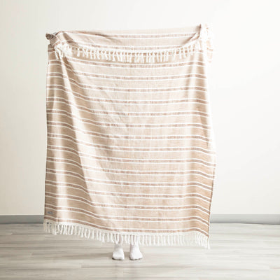 Como Stripe Cotton Throw Natural