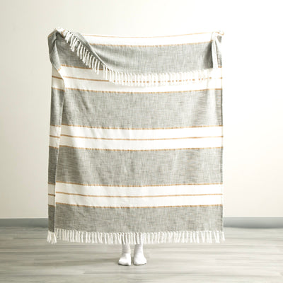 Modena Stripe Cotton Throw Sage