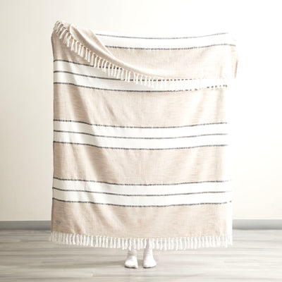 Modena Stripe Cotton Throw Midnight