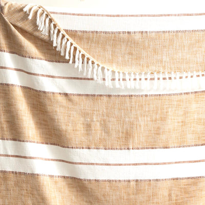 Modena Stripe Cotton Throw Tan