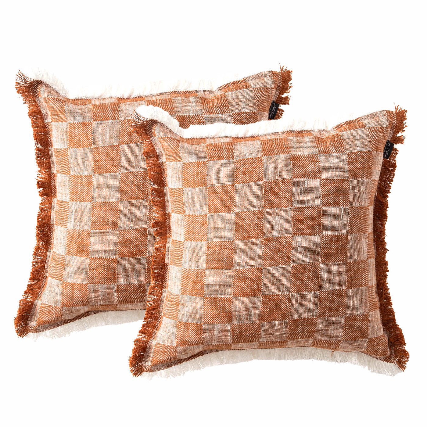 Noah Checkered Cushion Twin Pack 50 x 50 Cms Terracotta