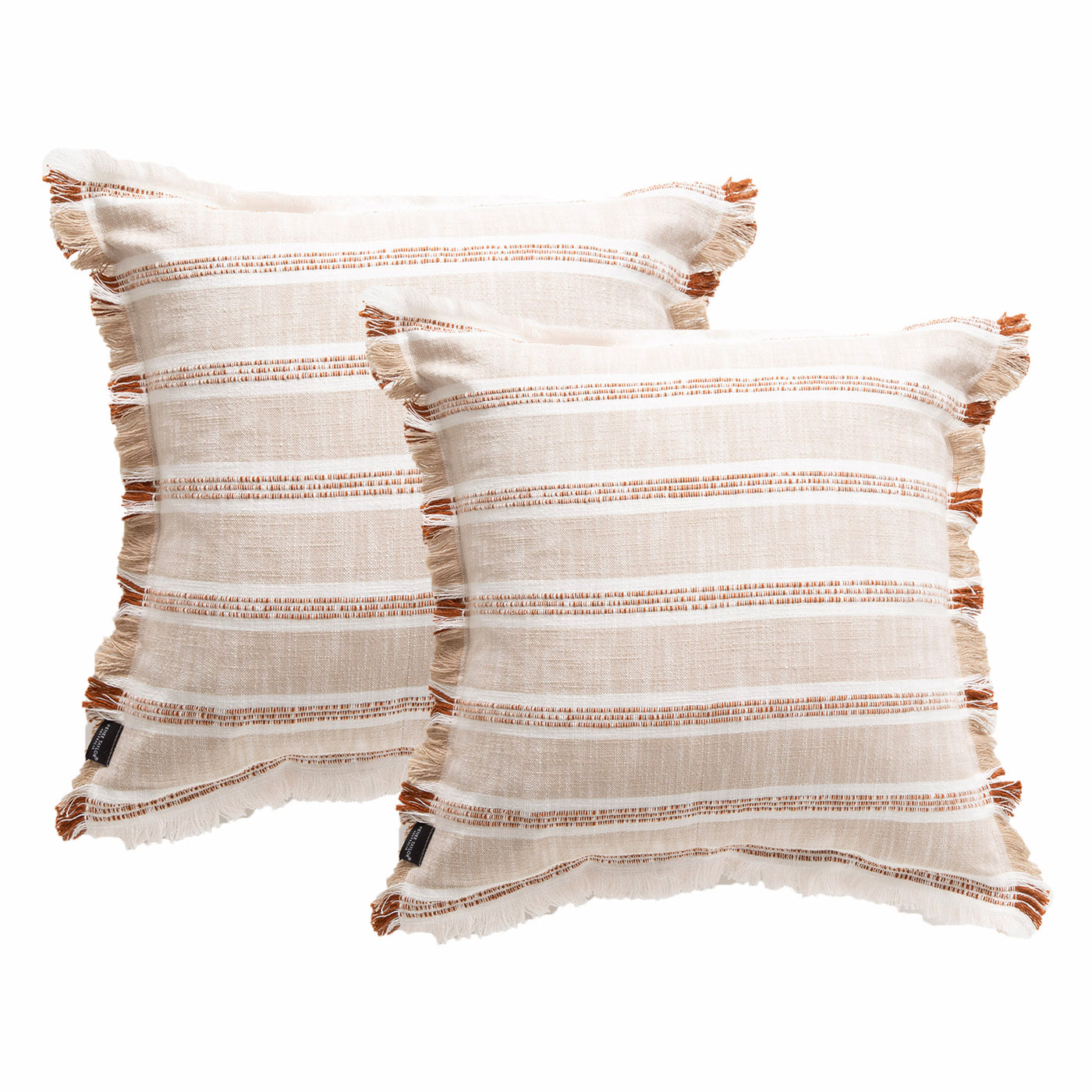 Capri Stripe Cushion Twin Pack 50 x 50 Cms Natural