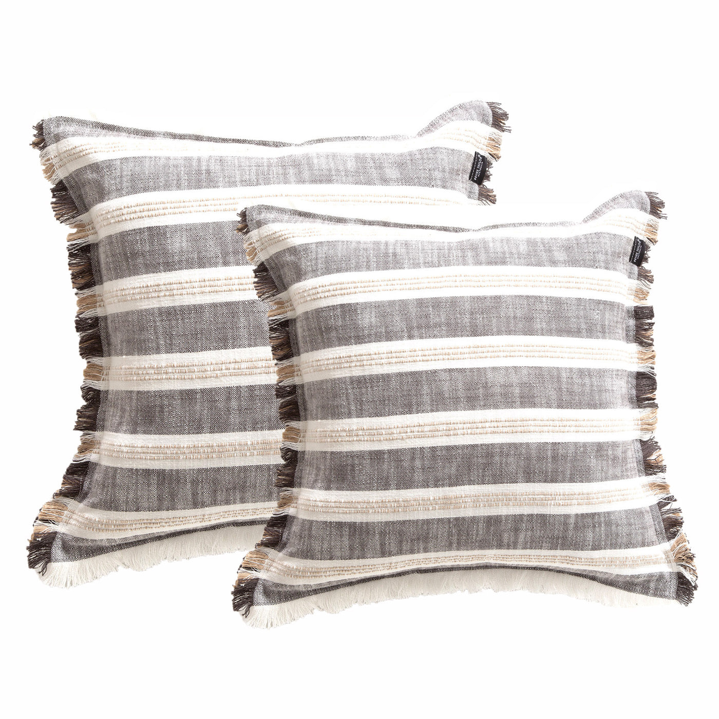 Capri Stripe Cushion Twin Pack 50 x 50 Cms Onyx