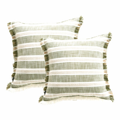 Capri Stripe Cushion Twin Pack 50 x 50 Cms Juniper