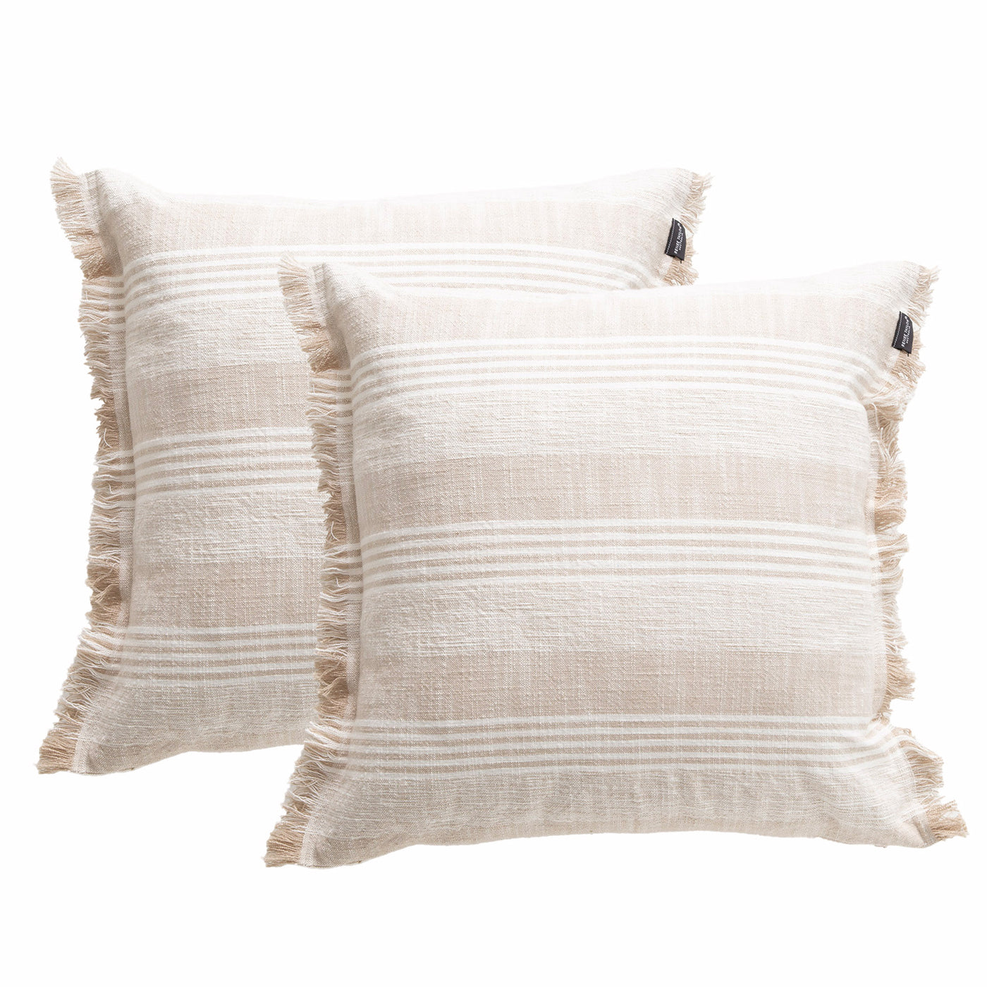 Kent Stripe Cushion Twin Pack 50 x 50 Cms Natural