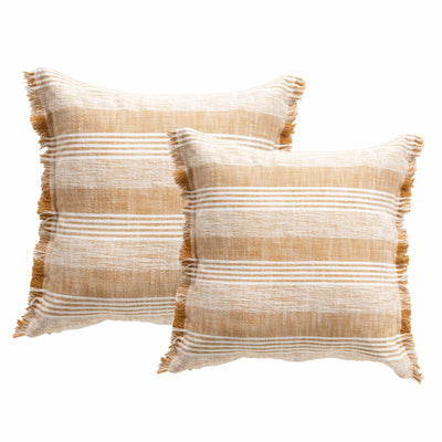 Kent Stripe Cushion Twin Pack 50 x 50 Cms Gold