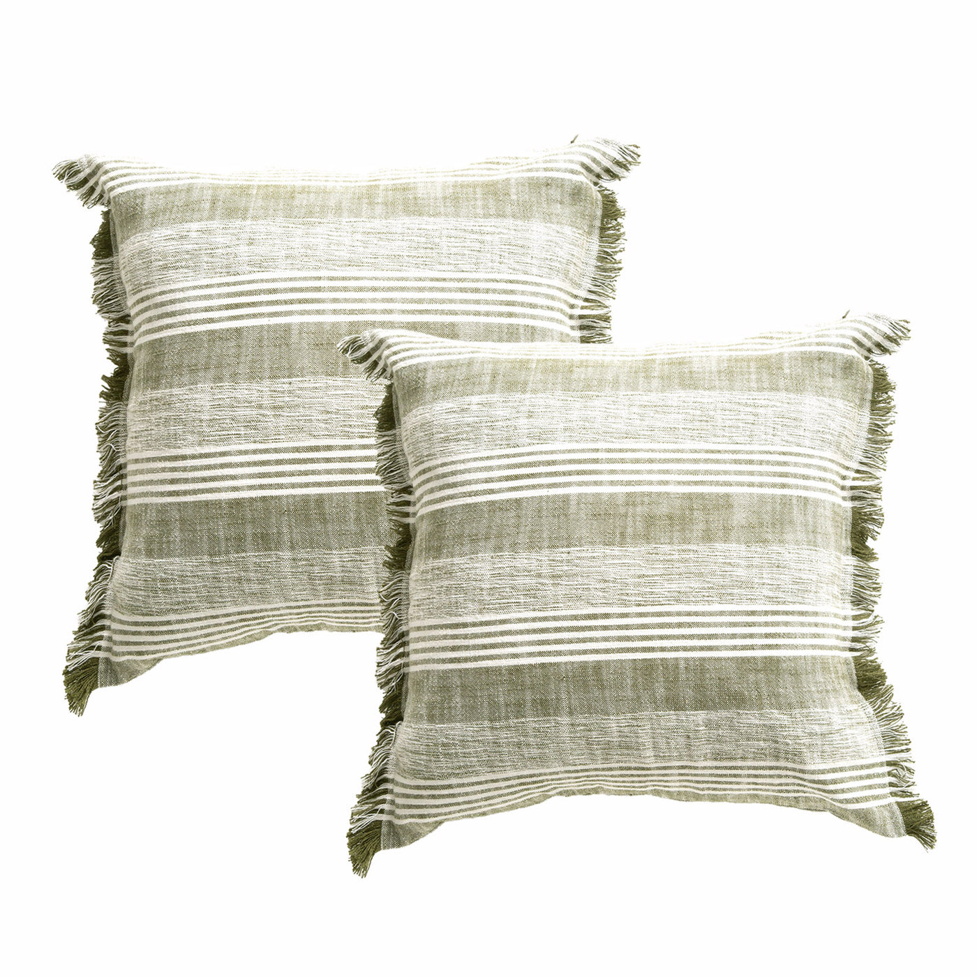 Kent Stripe Cushion Twin Pack 50 x 50 Cms Eucalyptus