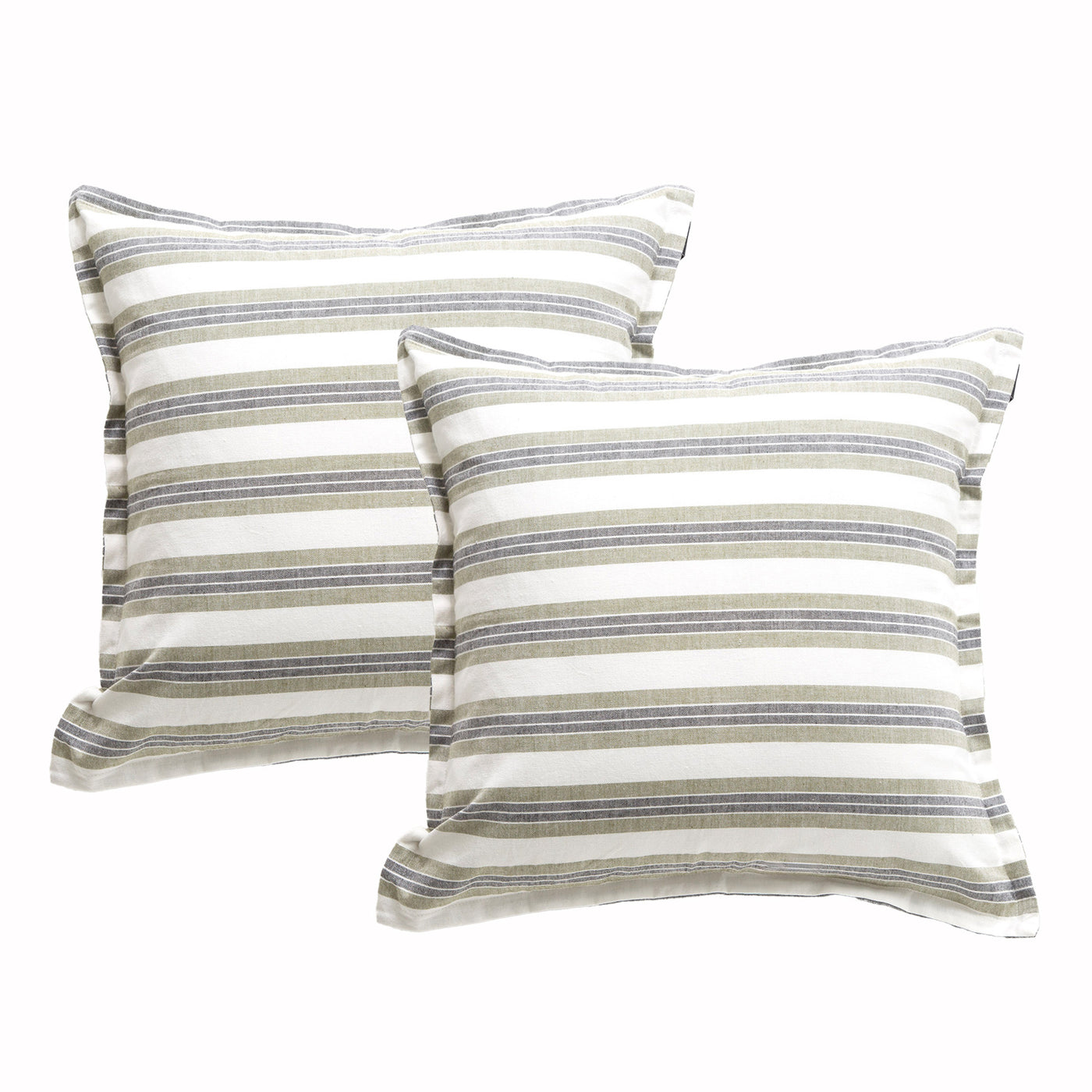 Marina Stripe Cushion Twin Pack 50 x 50 Cms Moss