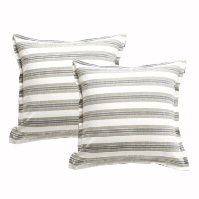 Marina Stripe Cushion Twin Pack 50 x 50 Cms Moss