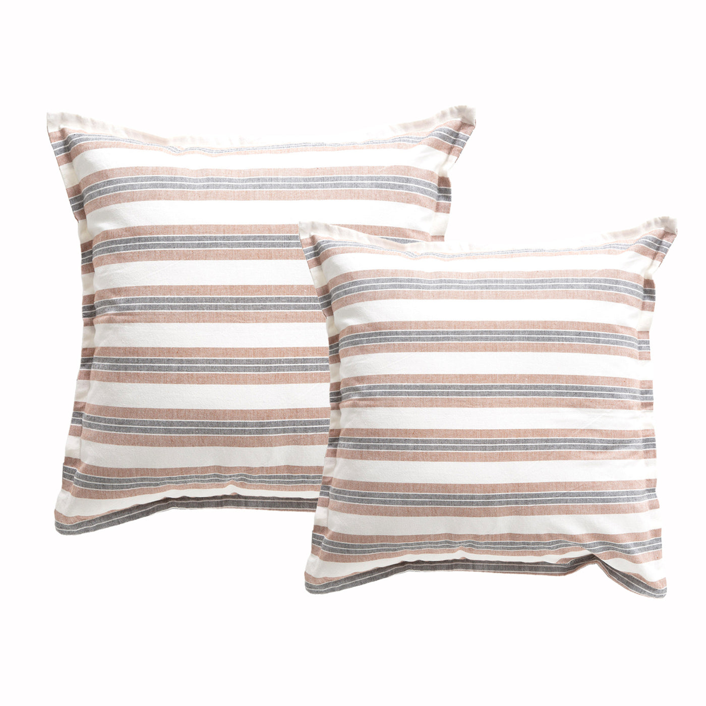 Marina Stripe Cushion Twin Pack 50 x 50 Cms Clay