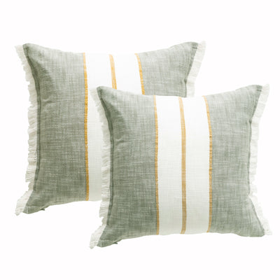 Darcy Stripe Cushion Twin Pack 50 x 50 Cms Sage