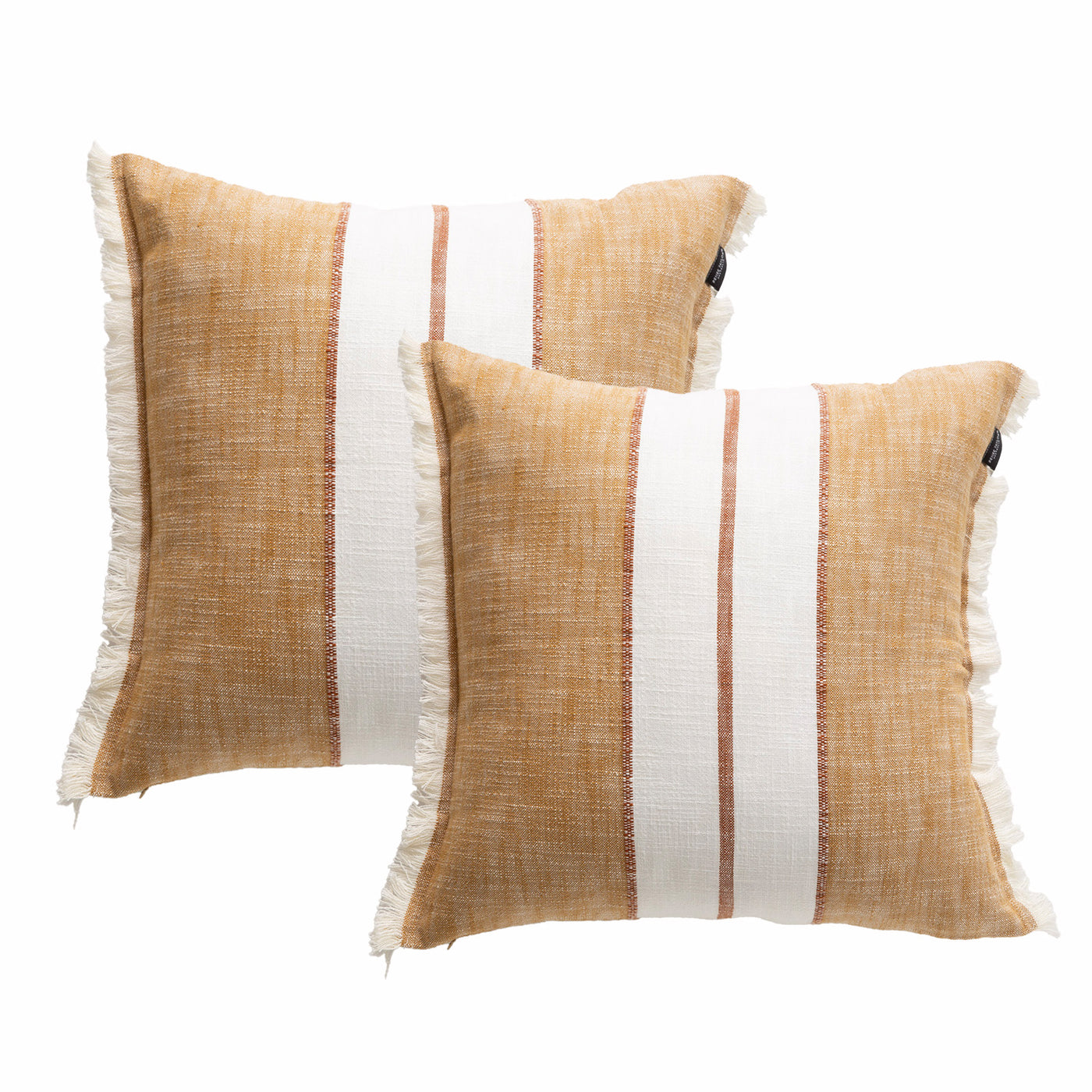 Darcy Stripe Cushion Twin Pack 50 x 50 Cms Tan