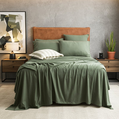 Comfort T’s Organic Cotton Jersey Sheet Set Olive