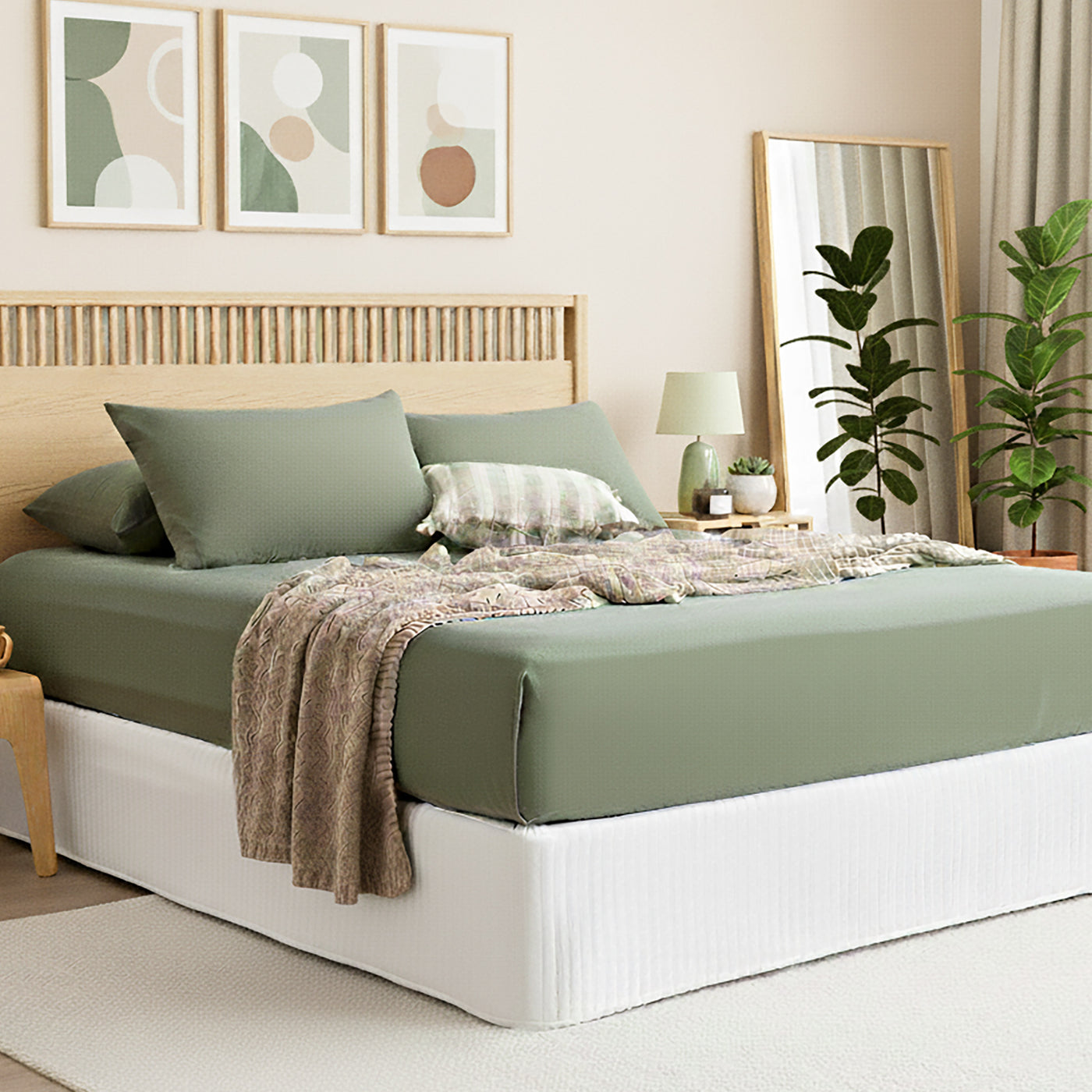 Comfort T’s Organic Cotton Jersey Fitted Sheet & Pillowcase - No Flat Sheet Olive