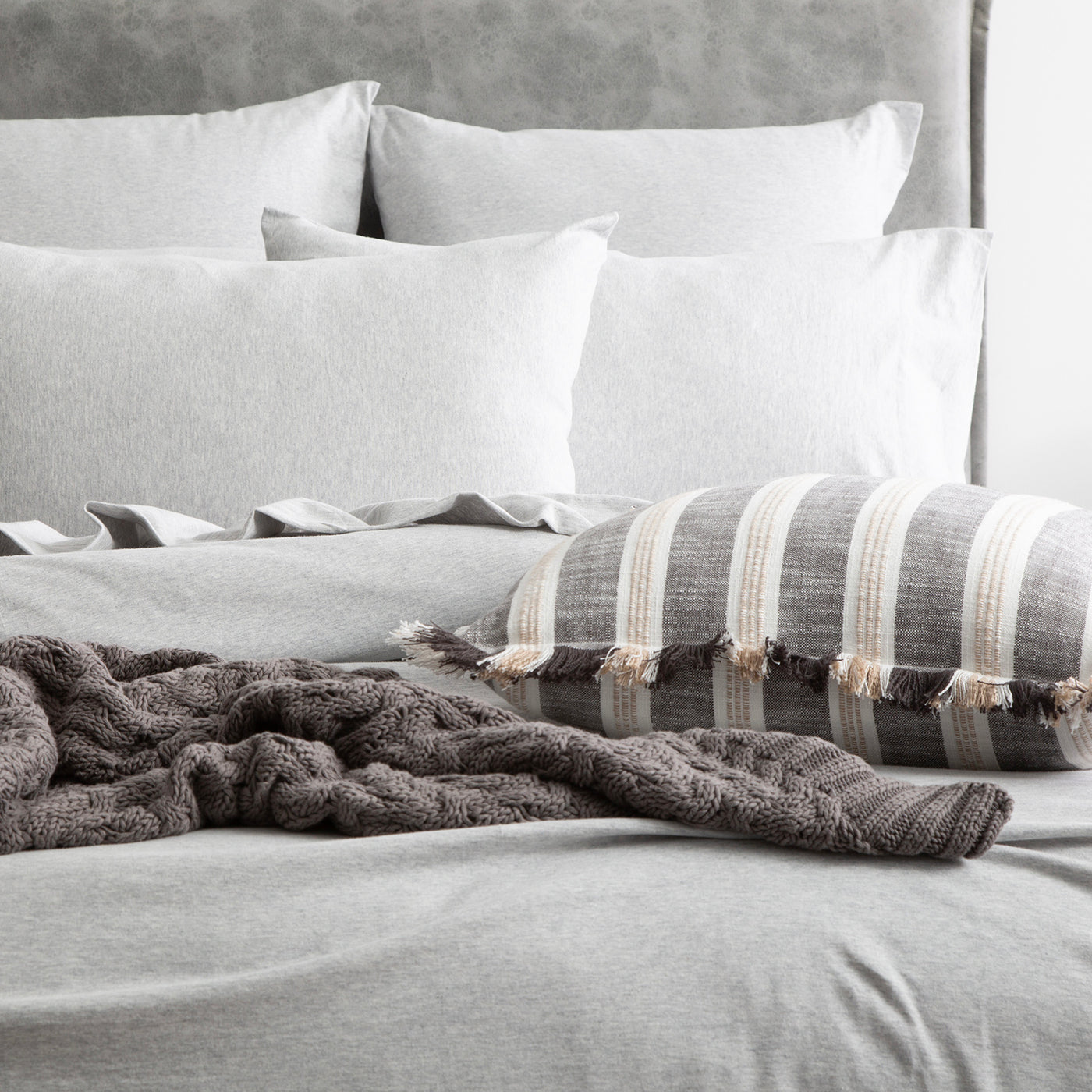 Comfort T’s Organic Cotton Jersey Quilt Cover Set Grey Marle