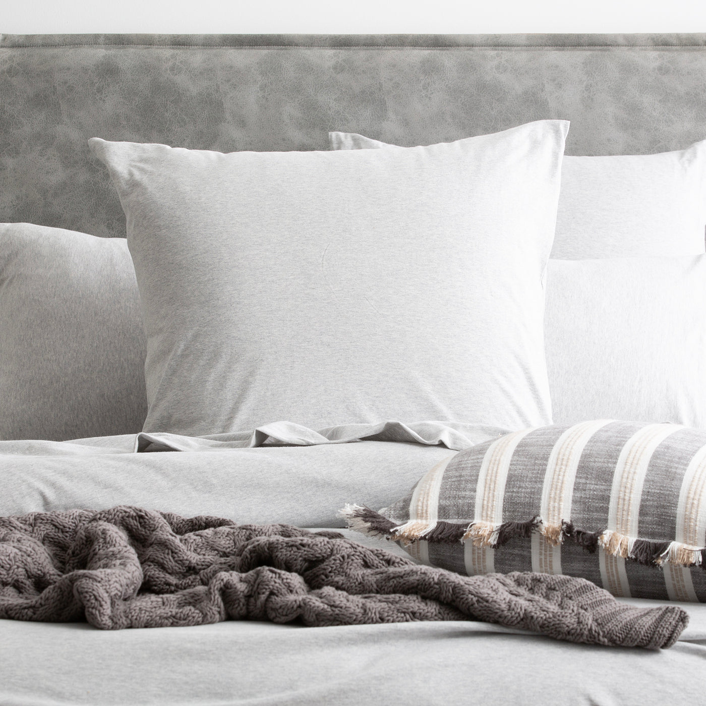 Comfort T’s Organic Cotton Jersey Quilt Cover Set Grey Marle