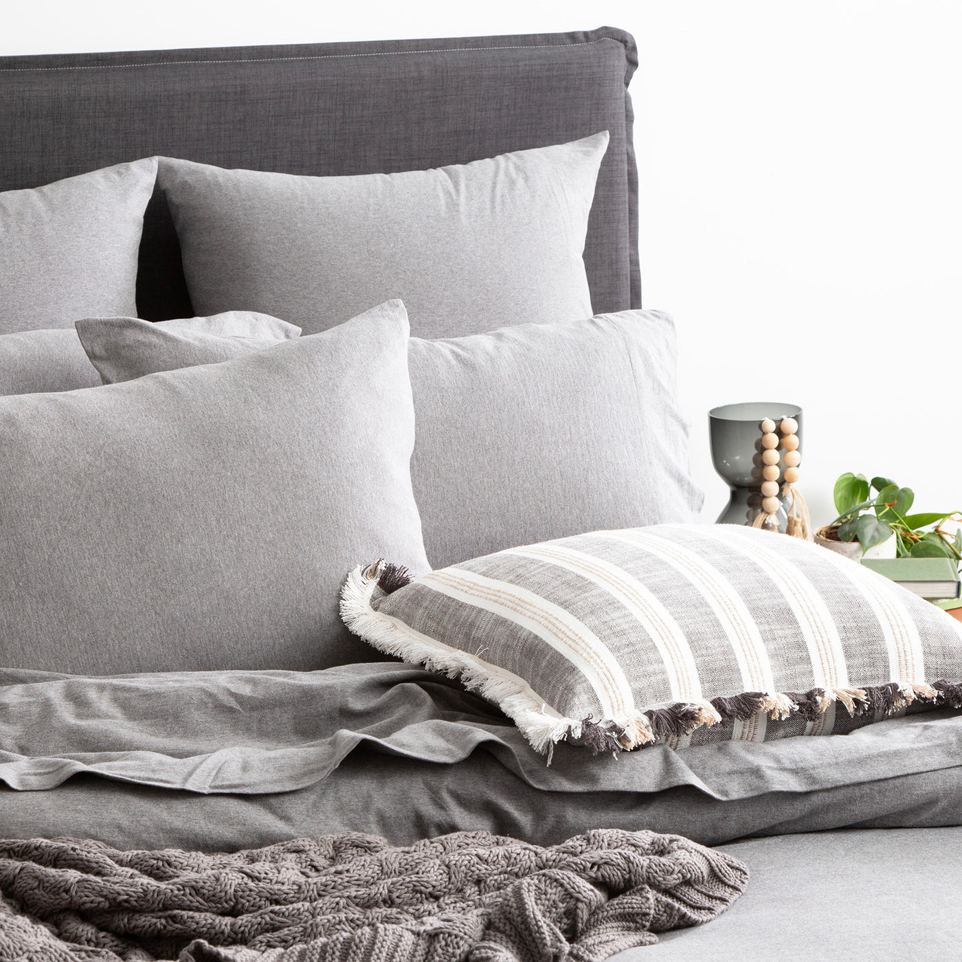 Comfort T’s Organic Cotton Jersey Quilt Cover Set Charcoal