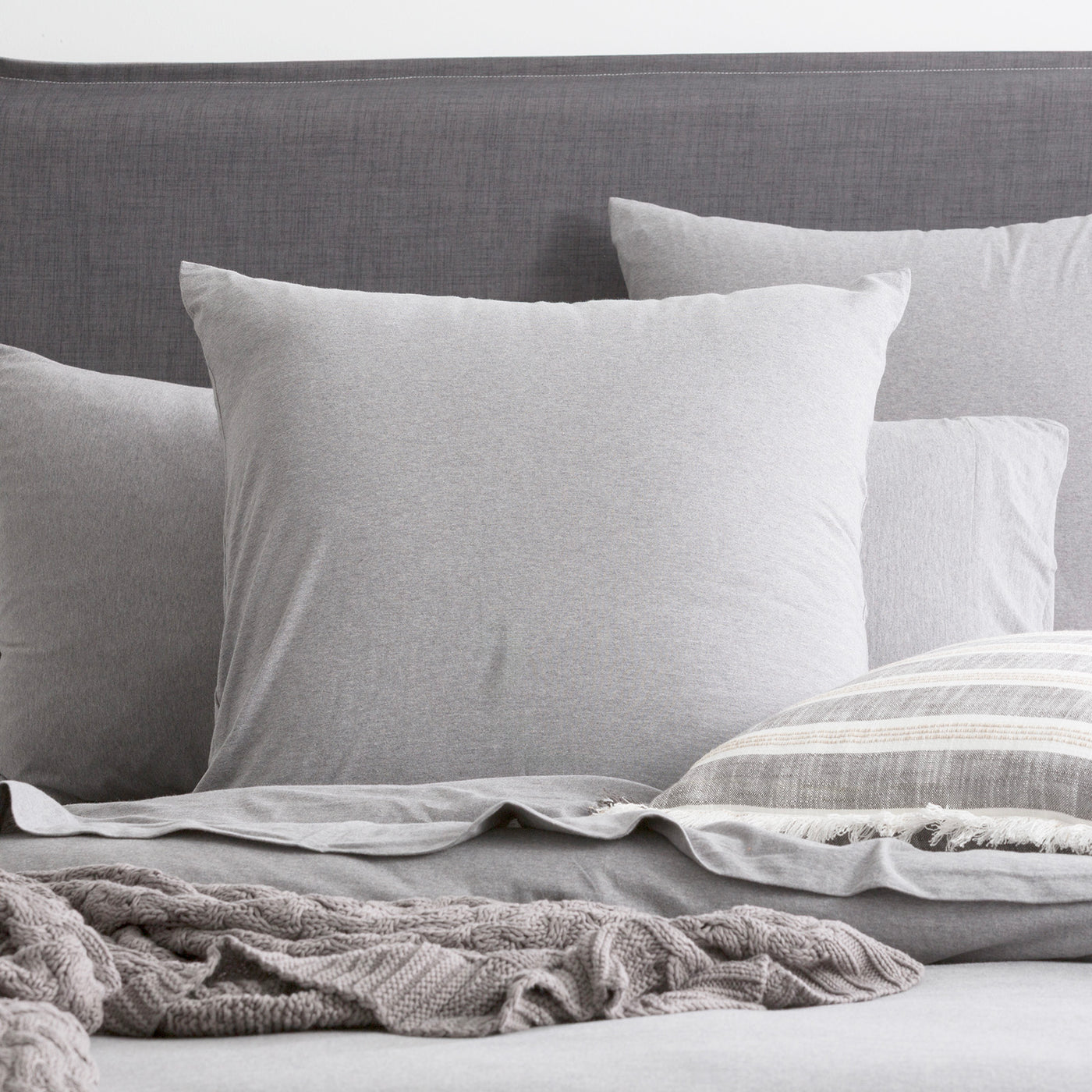 Comfort T’s Organic Cotton Jersey Quilt Cover Set Charcoal