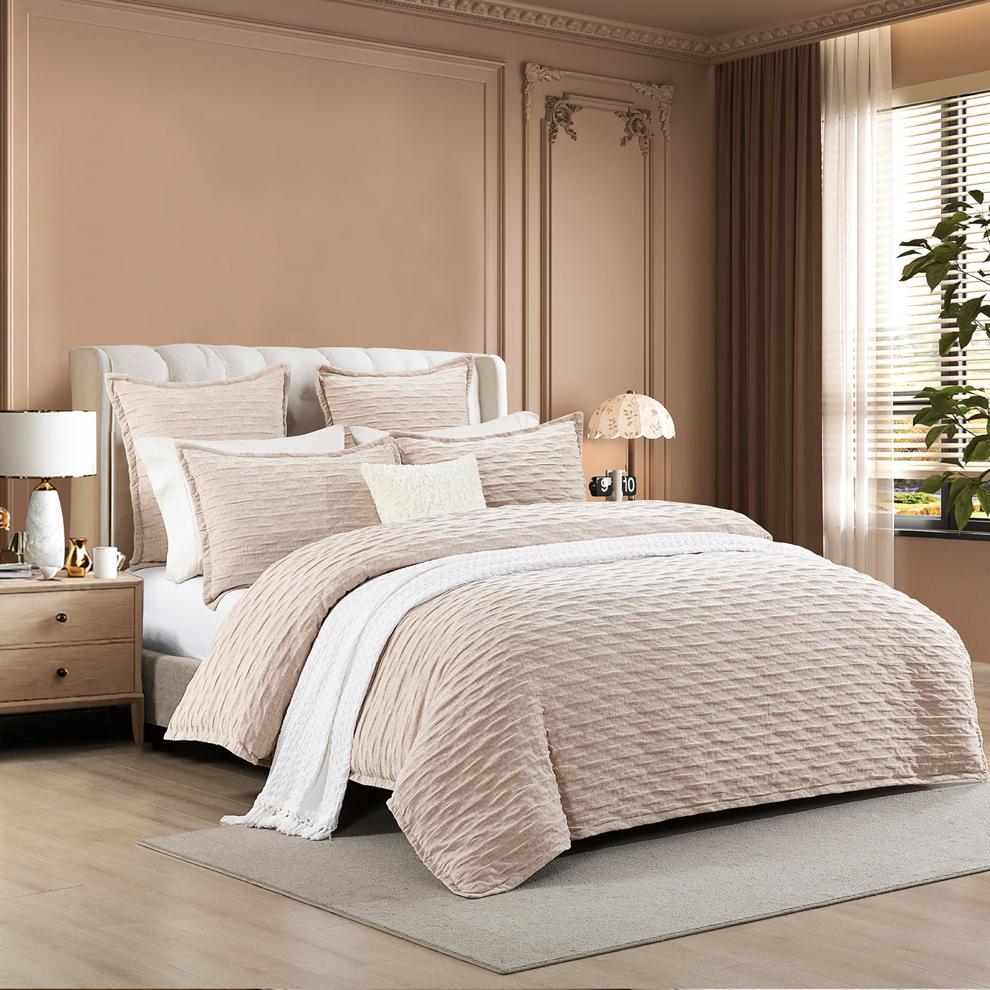 Marley Jacquard Quilt Cover Set Champagne