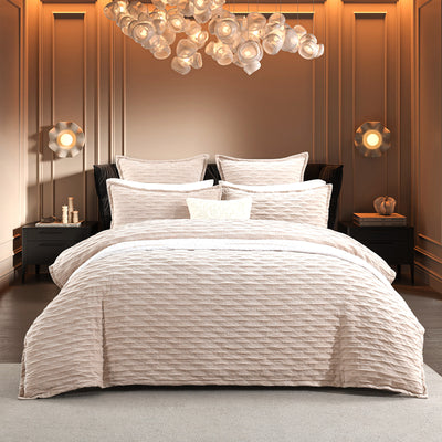 Marley Jacquard Quilt Cover Set Champagne