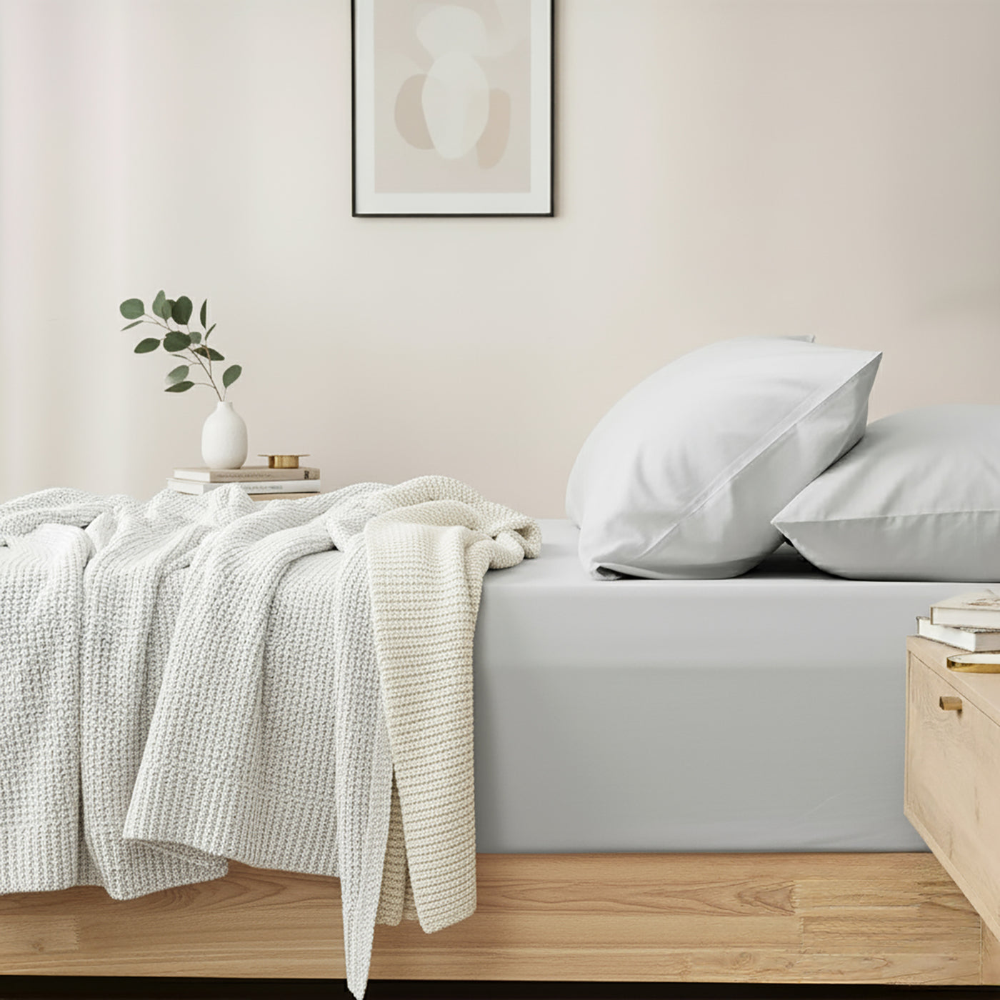 Egyptian Cotton Fitted and Pillow Case Set 400 Thread Count Antarctica